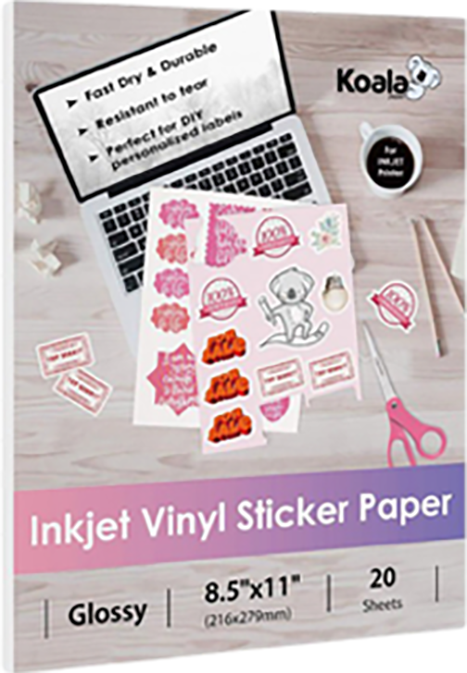 Koala Waterproof Glossy Vinyl Sticker Paper For Inkjet Printer 11x17 inches  10 Sheets