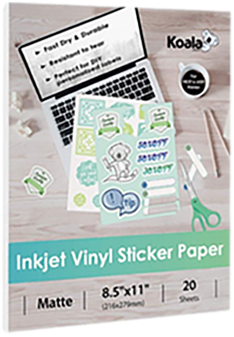 90% Clear Sticker Paper for Inkjet Printer (20 Sheets) - Glossy 8.5 x 11 -  Printable Vinyl - Transparent - Adhesive - Clear Sheets - Clear Labels for  Cricut : : Office Products