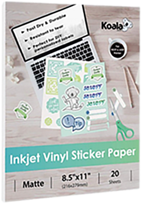 Koala Printable Vinyl Sticker Paper for Inkjet Printer - 20 Sheets Mat –  Chacin Fyre