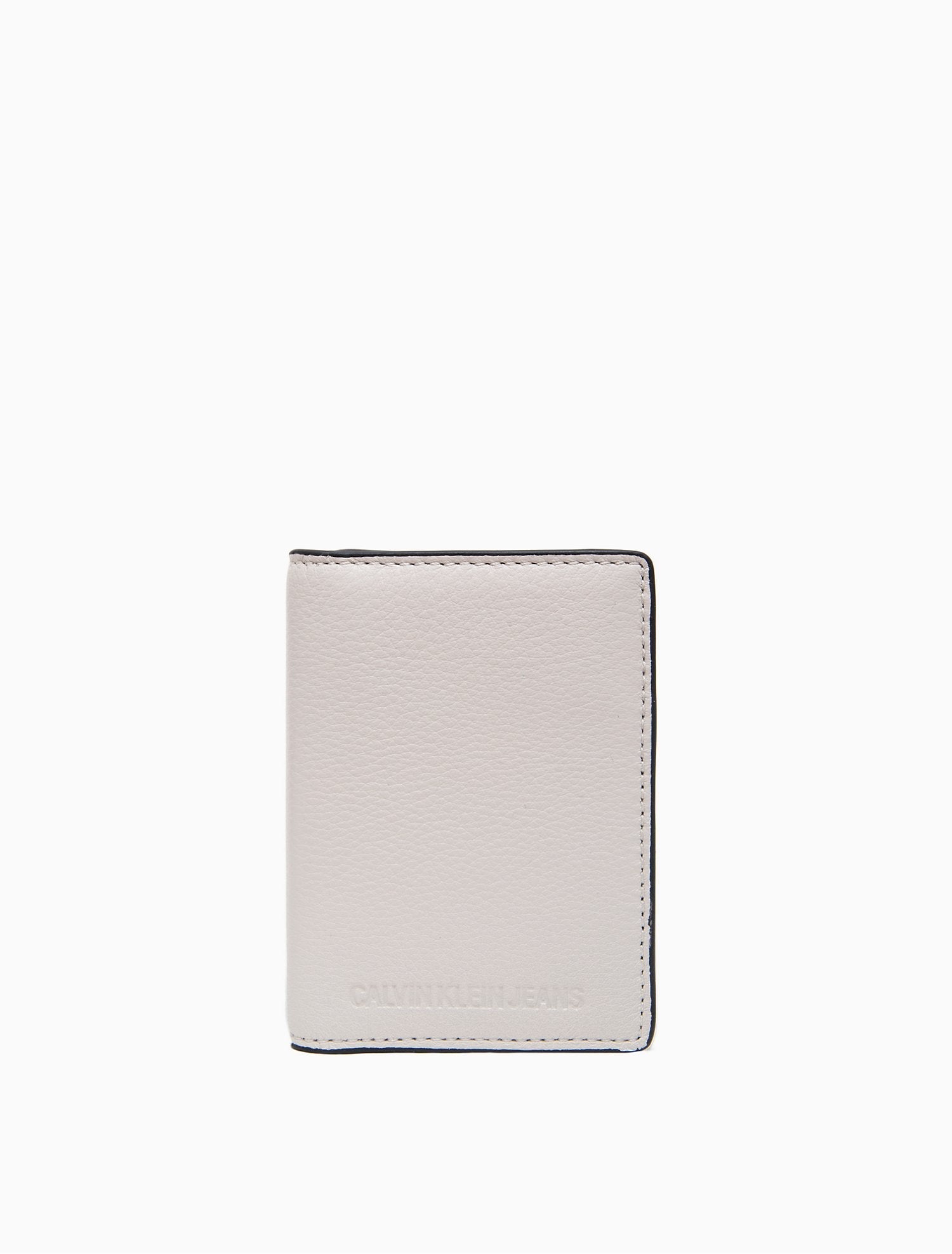 Calvin Klein Men's Pebble Leather Slim Bifold Wallet - Grey