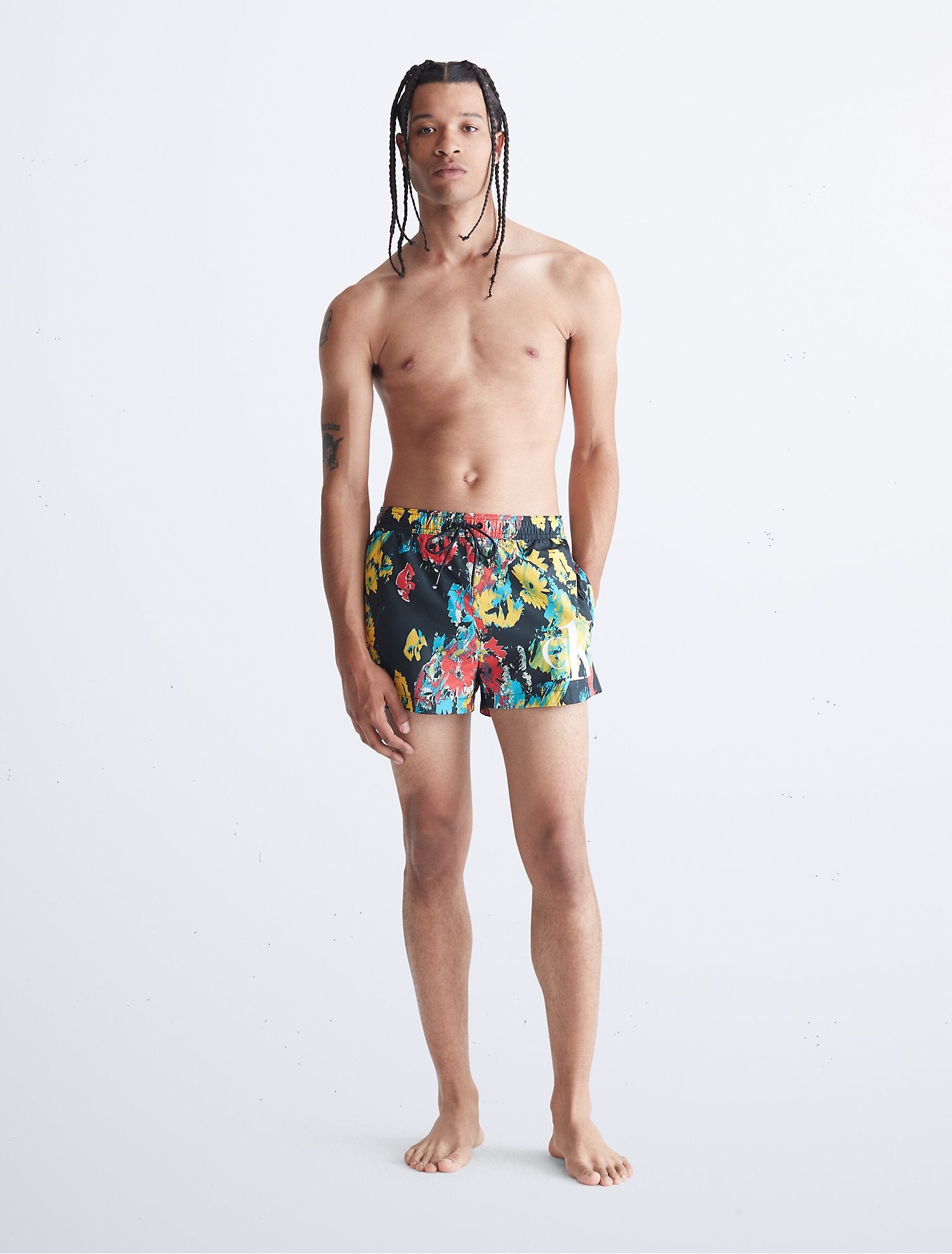 Calvin Klein Solid Logo Piping Volley Shorts - Men