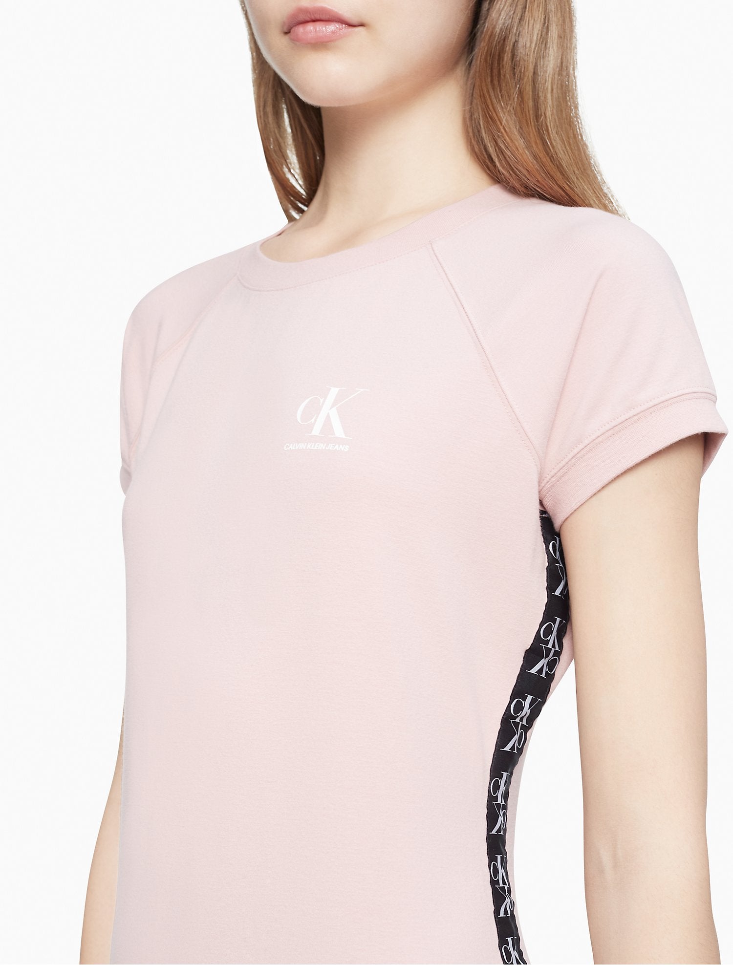 Calvin Klein Monogram Logo Crewneck Women T-Shirt Dress 