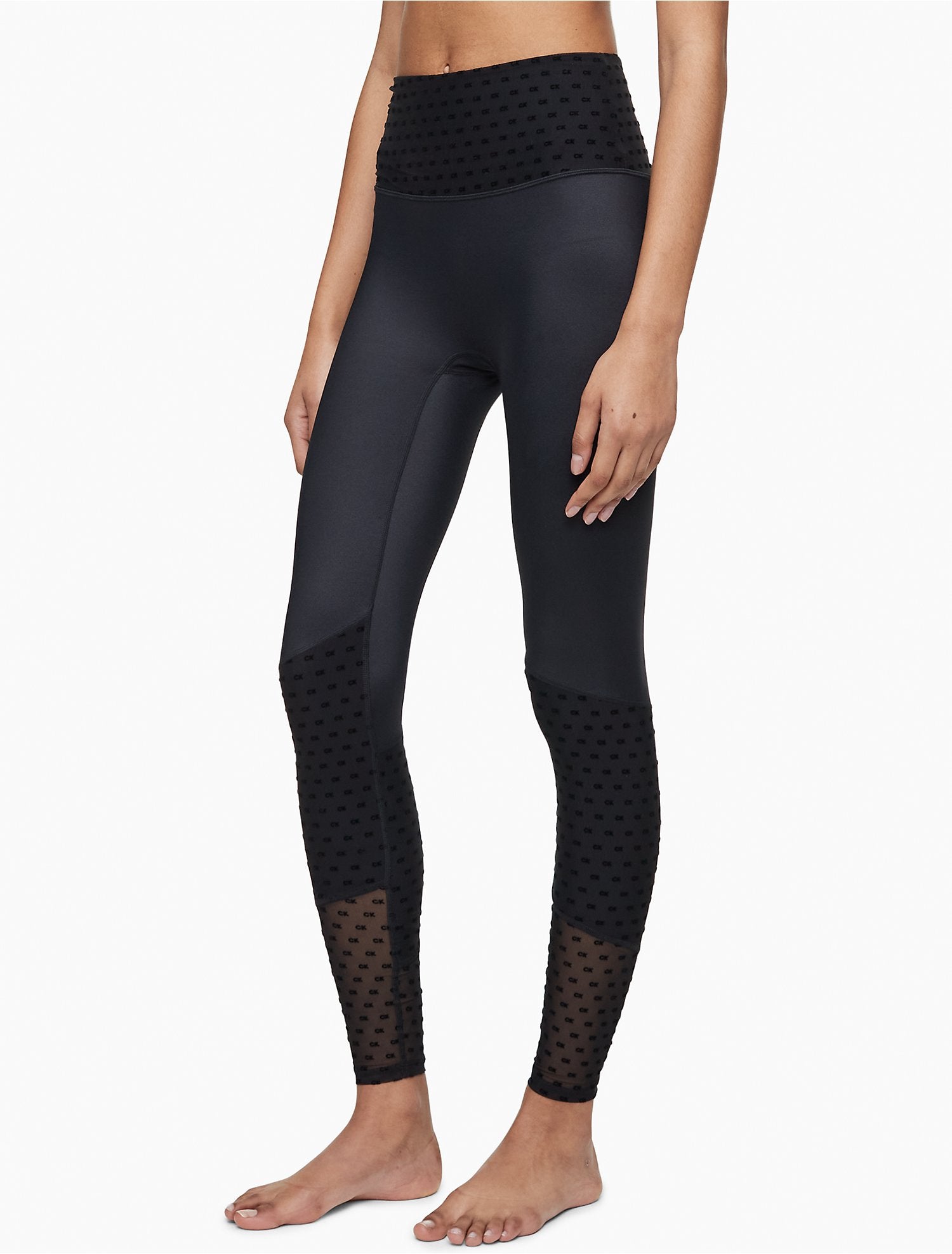 Calvin Klein Performance Mesh-Inset Cropped Leggings - ShopStyle