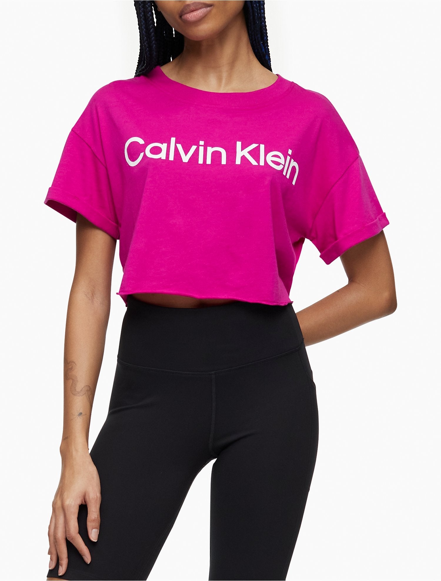 Calvin Klein Performance CK Logo Boxy Cropped T-Shirt - Women - Women