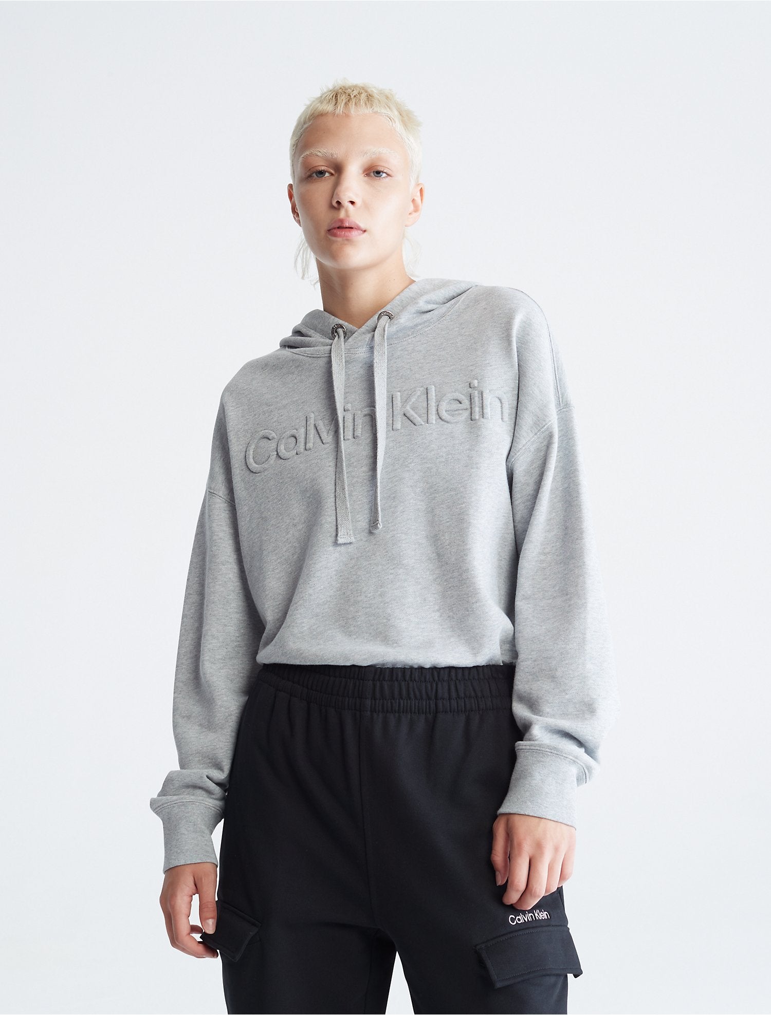 Calvin Klein Cropped Sweatshirt - Women's Sweatshirts in White Wash