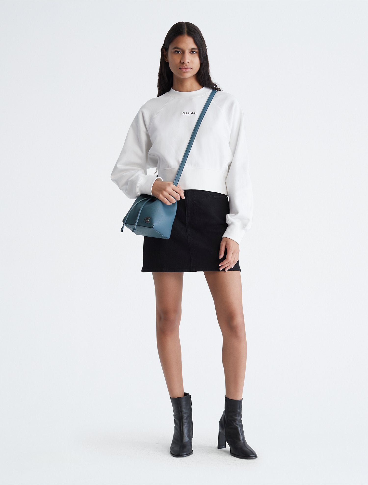 Calvin Klein Sculpted Monogram Top Handle Shoulder Bag in Natural