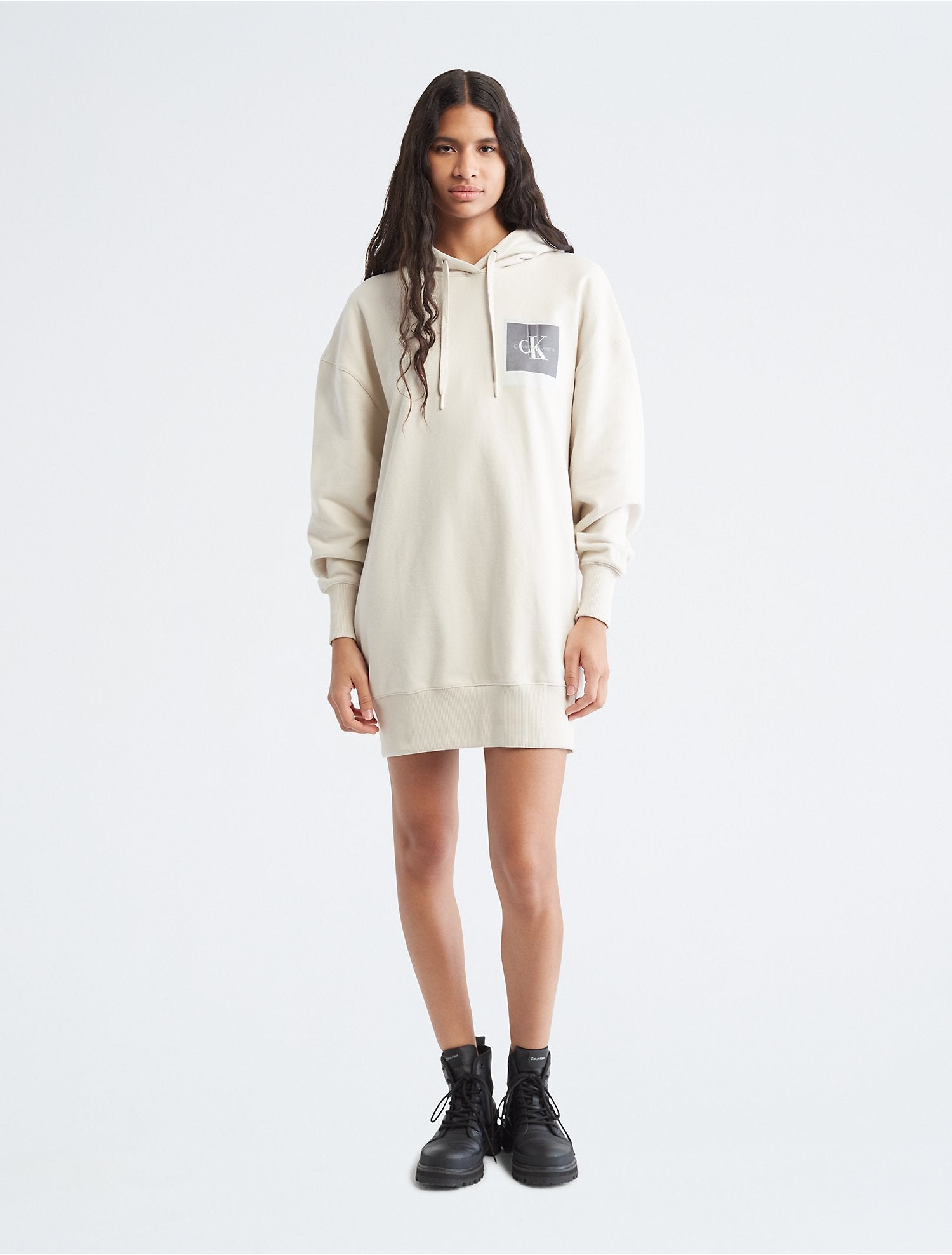 Hooded Sweatshirt French Klein Calvin Terry Women Dress -
