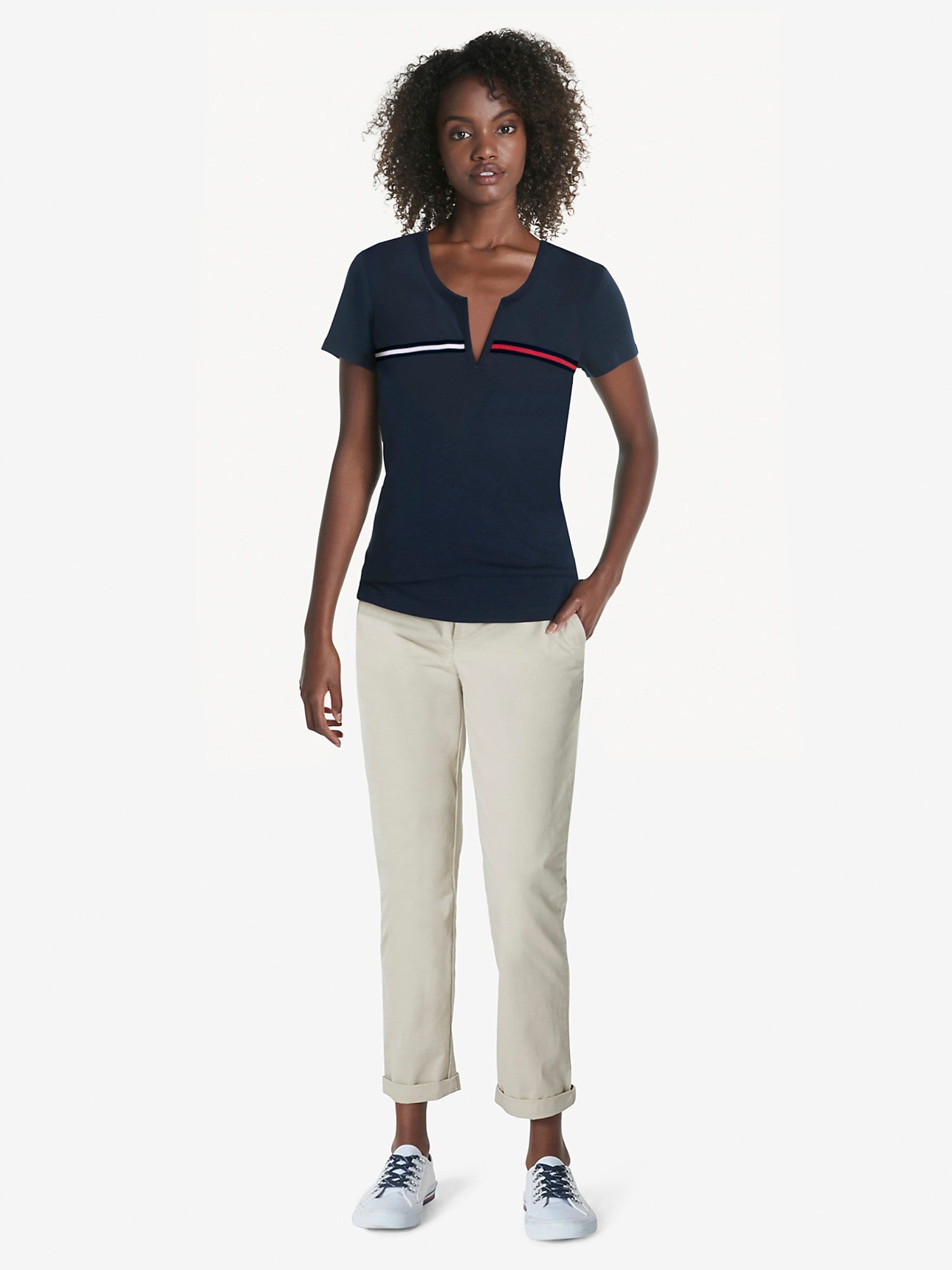 Tommy Hilfiger Essential Split-Neck T-Shirt - Women