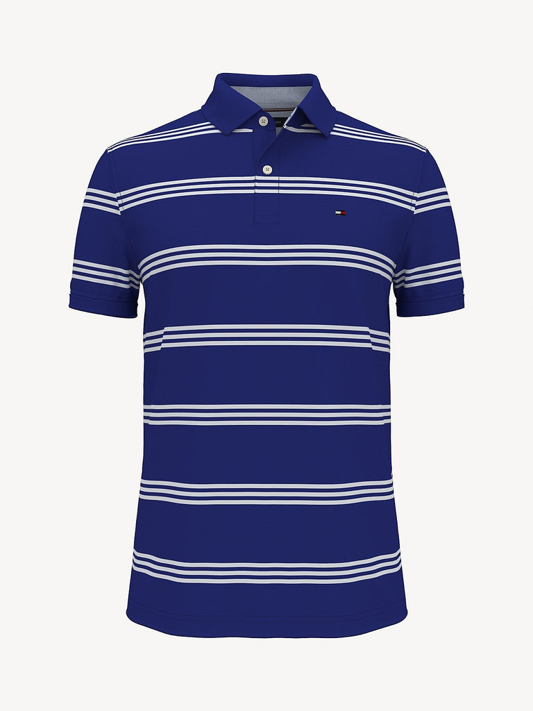 custom fit essential stripe polo