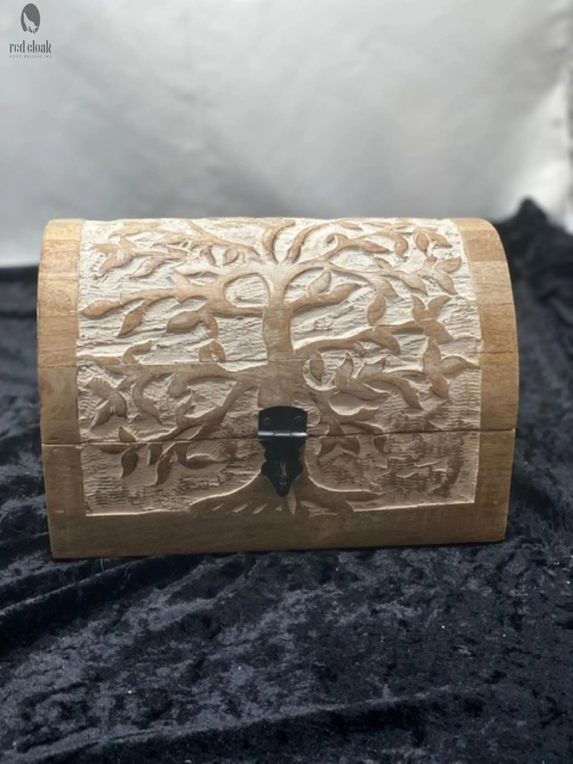 Hand carved wood jewelry box-tree of life Red Cloak Wood Designs Inc