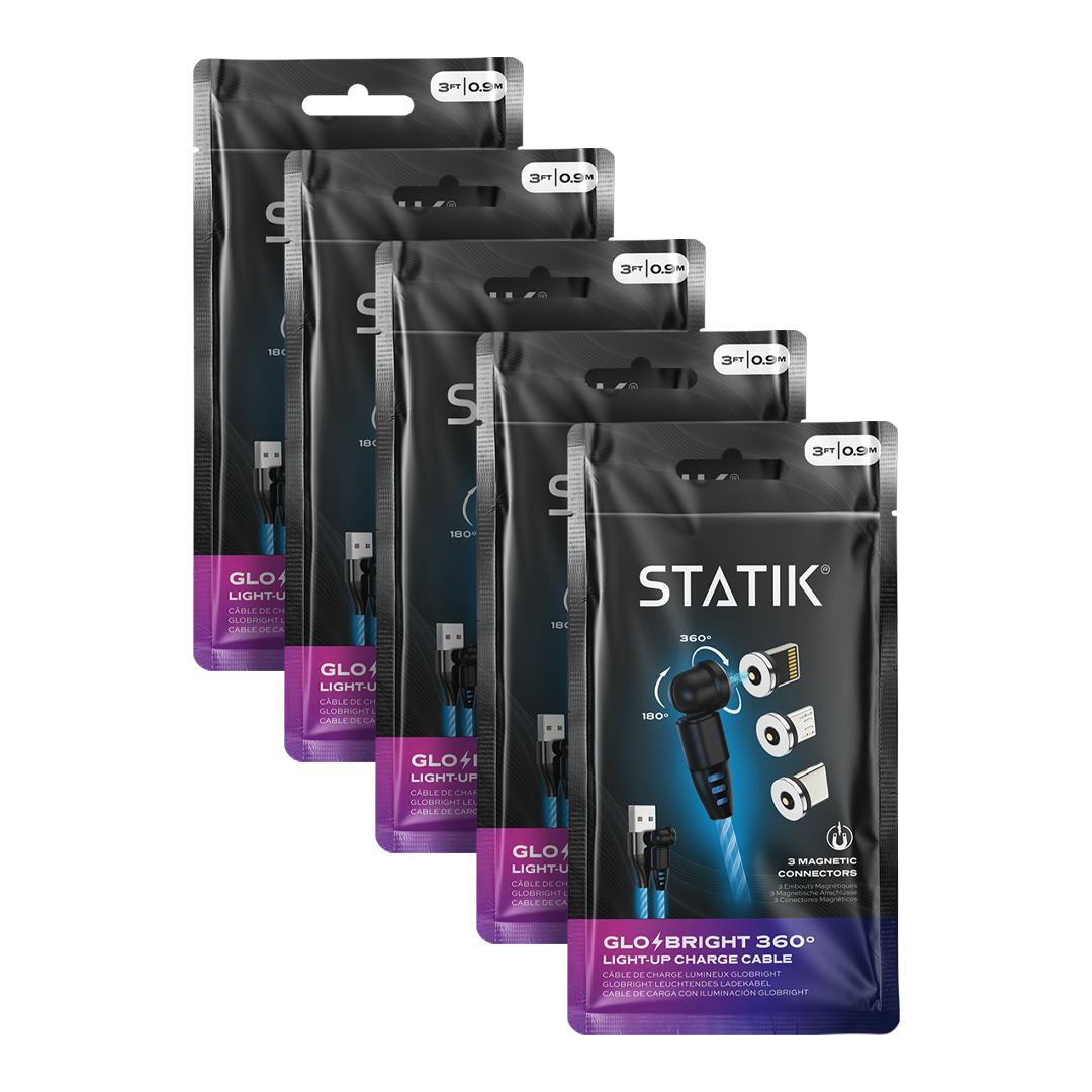 GloBright 360 Blue [5-Pack, 3ft] | Statik Bundles