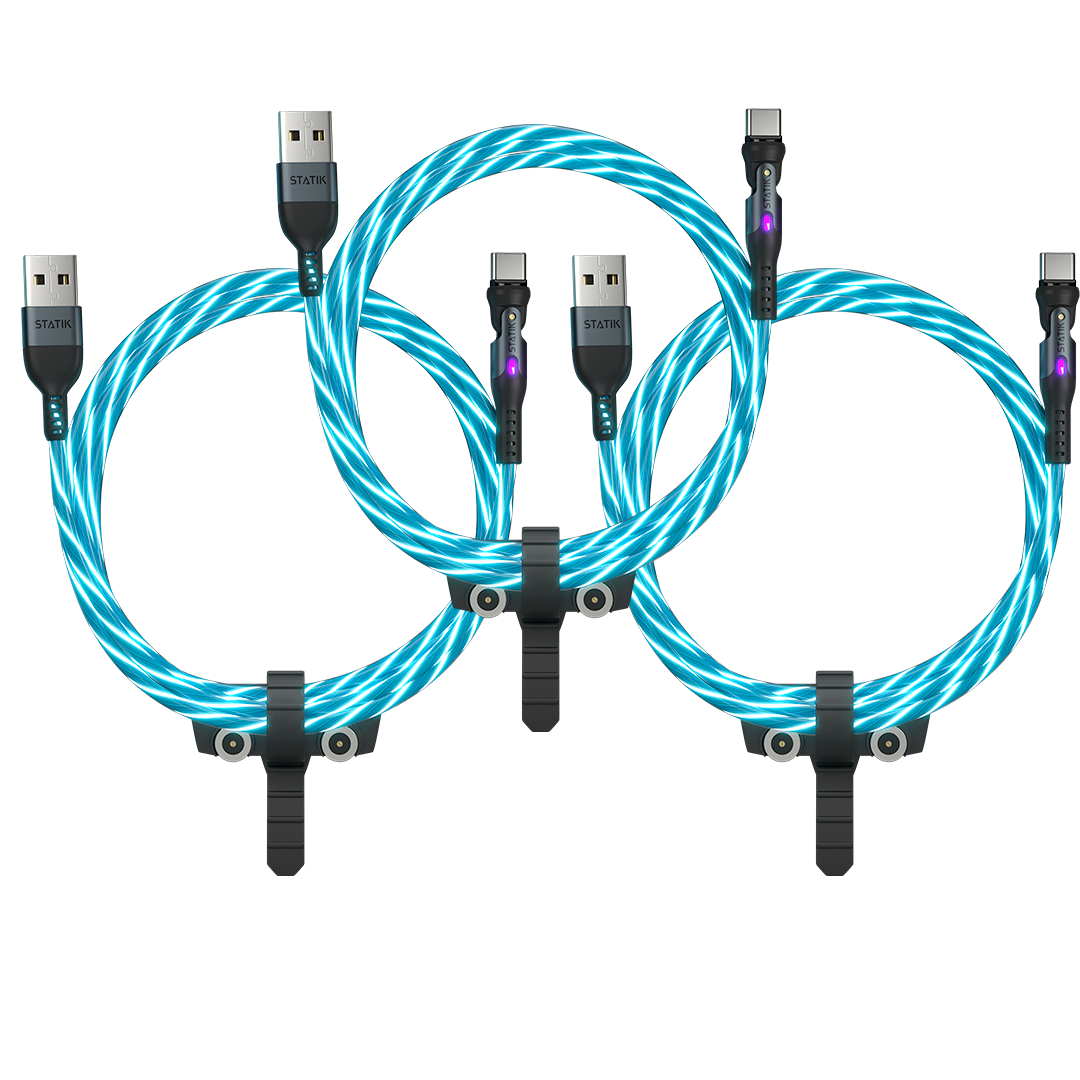 3 Pack Globright® 360 Cable | Universal Magnetic Charge Cable | LED Glow | Multipack