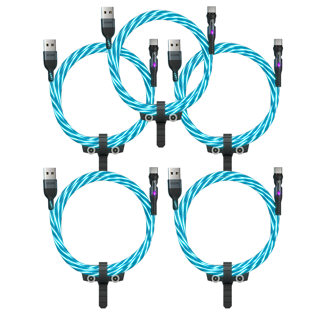 5 Pack Globright® 360 Cable | Universal Magnetic Charge Cable | LED Glow | Multipack