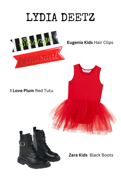 Lydia Deetz Costume DIY Beetlejuice i love plum red tutu zara black boots strange and unusual