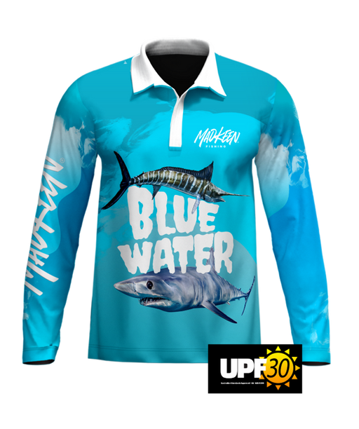Mad Keen Polo L/S Blue Water Kids — Spot On Fishing Tackle