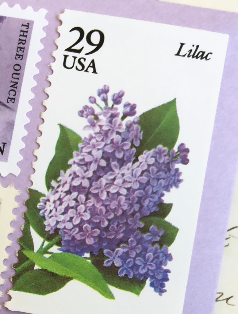 10 White Hydrangea and Lavender Rose Botanical Forever Postage Stamps //  Vintage White and Lilac Stamps // For Mailing Wedding Invitations and Cards