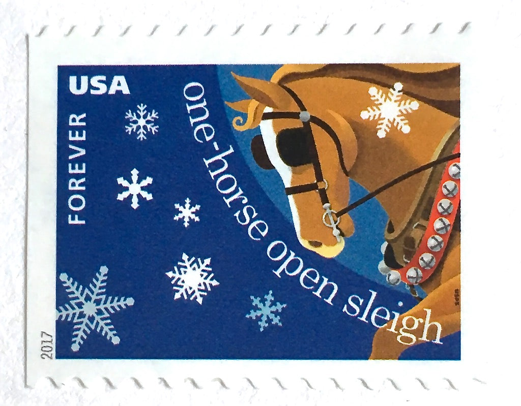 10 Forever Christmas Horse Stamps Sleigh Ride Stamps for Mailing Holid