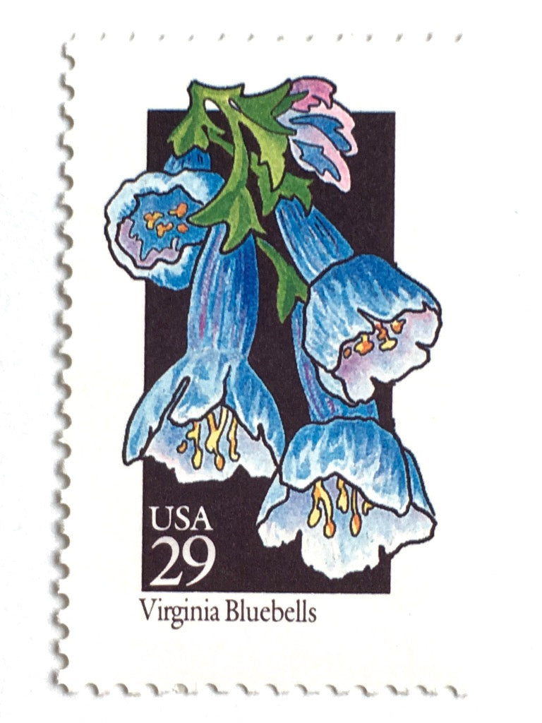 10 Vintage Blue Botanical Stamps Unused Blue Floral Postage // Periwinkle  Blue Wild Flax Flower Stamps for Mailing