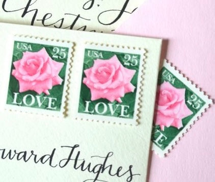 10 Pink Heart Stamps 58 Cent Vintage Pink Love Postage Pink Botanical Heart  Stamps for Mailing