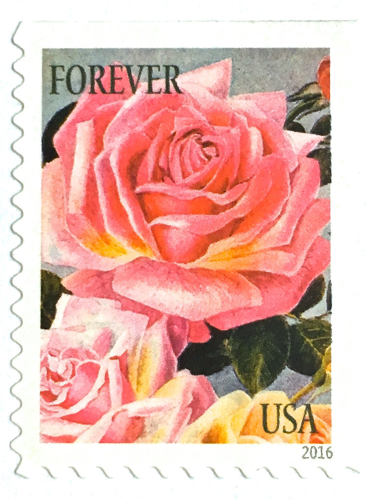 10 Red Flower Forever Stamps Unused Postage For Mailing Wedding