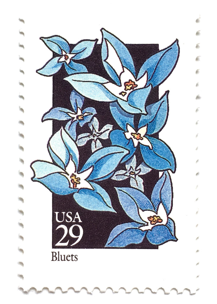 10 Blue and White Flower Forever Stamps Unused Stamps For Mailing