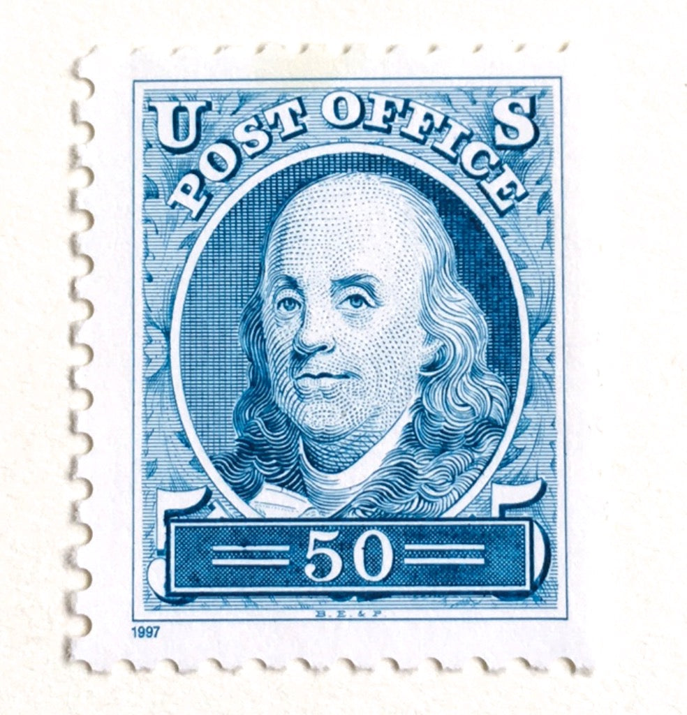 10 Blue Vintage Postage Stamps Benjamin Franklin Postage Stamp 7 Cent –  Edelweiss Post