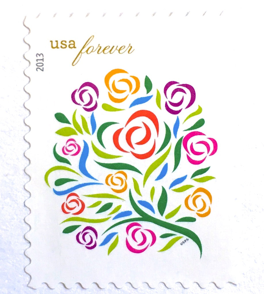 10 Pink Flower Forever Postage Stamps Unused Coral Botanical