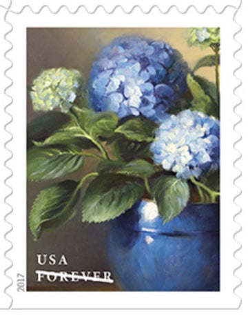 10 Blue and White Flower Forever Stamps Unused Stamps For Mailing –  Edelweiss Post