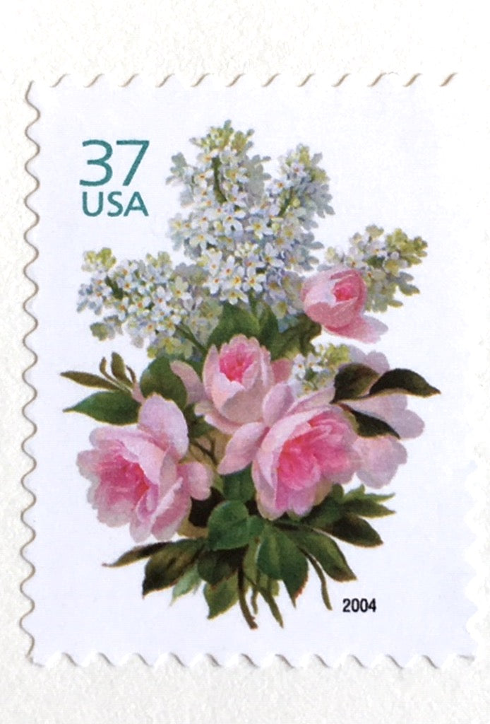 10 Pink Botanical Forever Stamps Unused Postage Vintage Burgundy