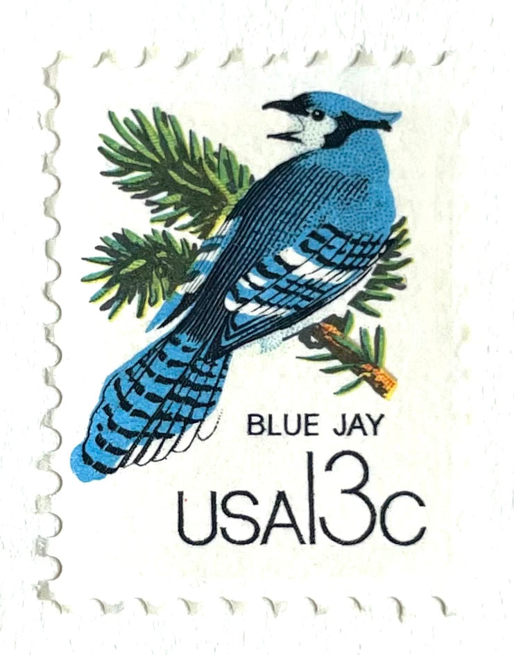 TEN 20c Blue Jay Stamp Pack of 10 Vintage Unused Postage Stamps