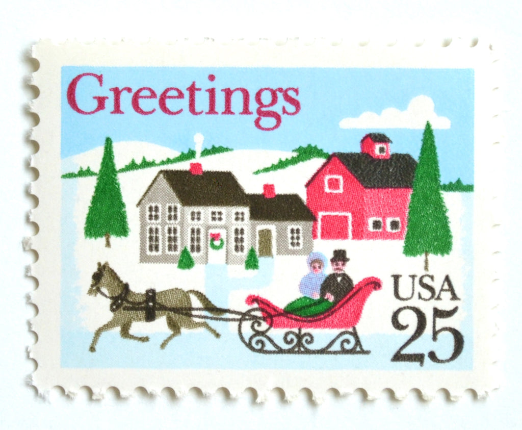 10 Christmas Mailbox Postage Stamps Unused Vintage Holiday Stamps for  Mailing