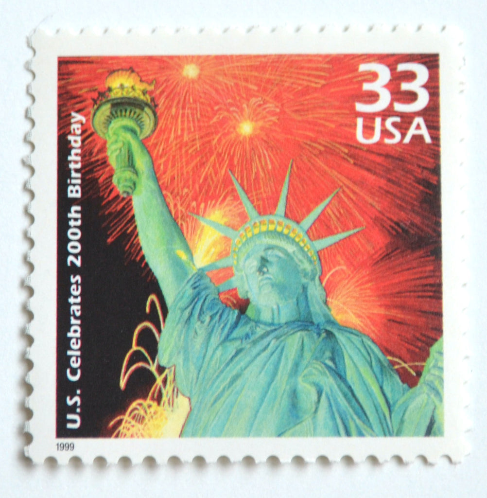 10 Statue of Liberty Vintage Postage Stamps // Blue and White Lady Liberty  New York City Stamps for Mailing