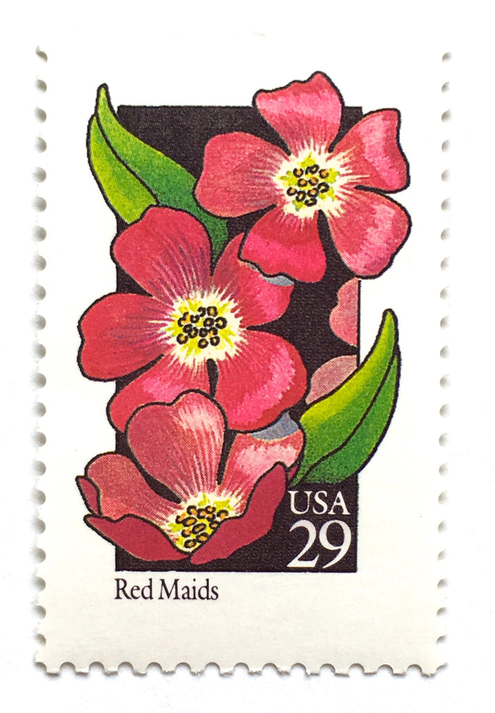 10 Pink Botanical Stamps // Unused Pink Herb Postage // 29 Cent