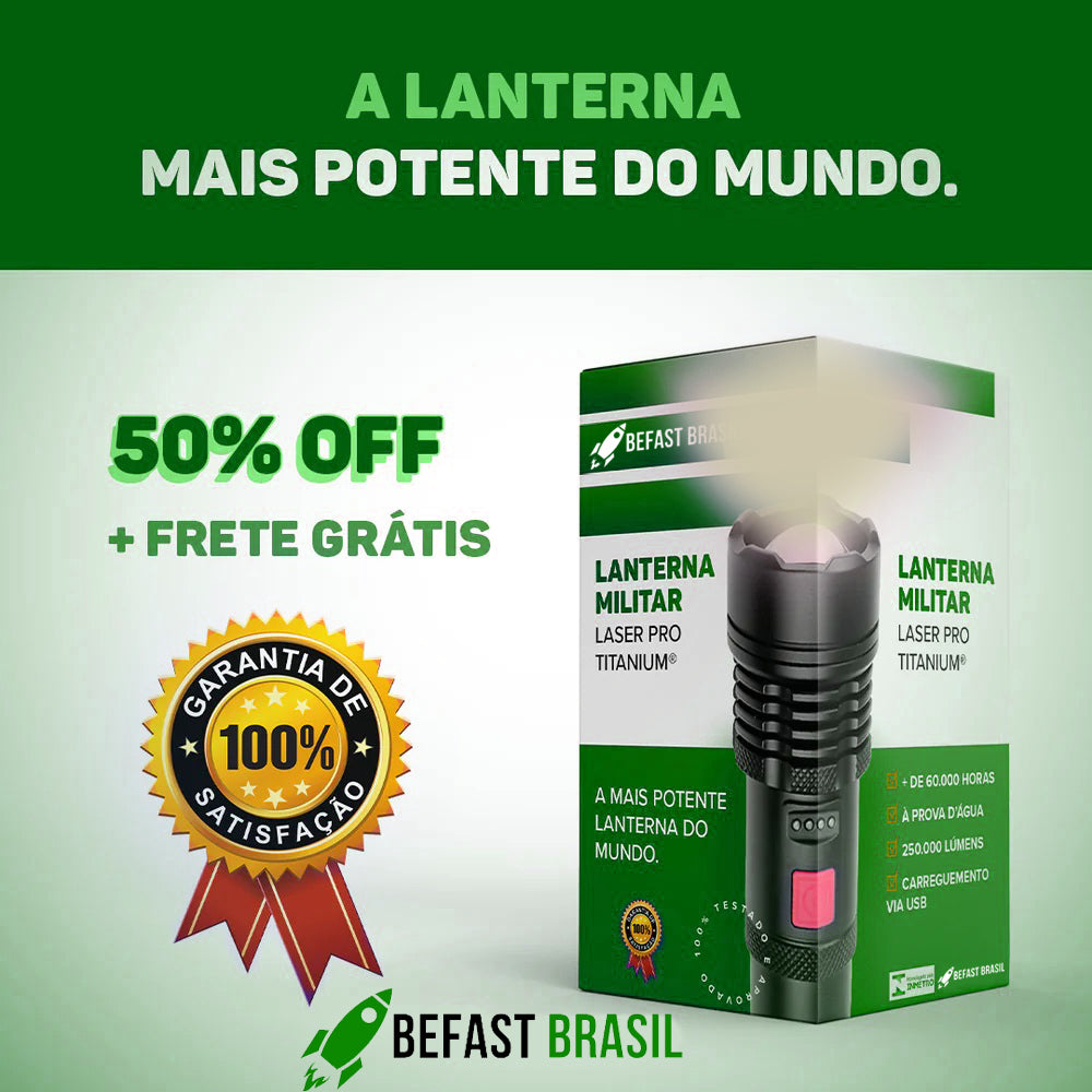 [COMPRE 1 E LEVE 2] Lanterna MILITAR A prova d'água Laser Pro - [50% OFF] SOMENTE HOJE BRINDE EXCLUSIVO!