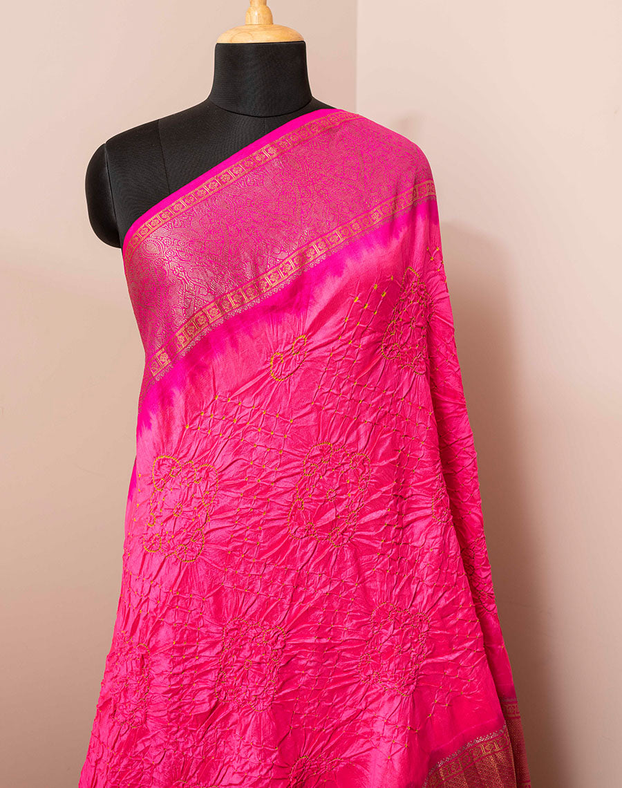 Bandhani-Kanchi Bandhani Tie And Dye Pink In Colour