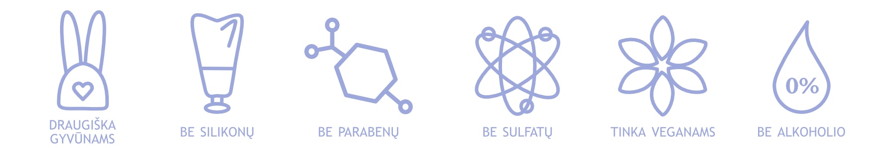  Draugiska gyvunams,Be Silikonu, Be Parabenu, Be Sulfatu, Be Alkoholio, Tinka veganams 