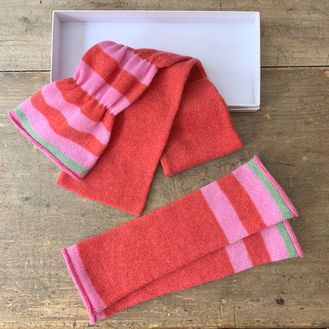 pure cashmere scarf and wrist warmers