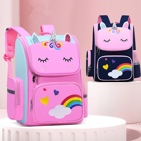 Fengdong bonito dos desenhos animados 3d escola mochila conjunto elementar sacos para meninas arco-íris amor coração crianças caneta lápis bolsa conjunto