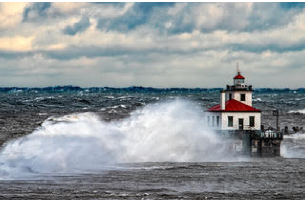 Graham Groat Windy Lighthouse on Ocean Presented by H Lee White Maritime Museum near Oswego NY