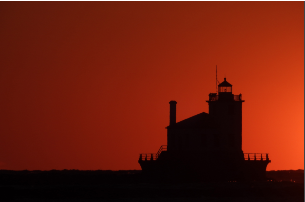 James Lloyd Lake Ontario Twilight Lighthouse Presented by H Lee White Maritime Museum near Oswego NY