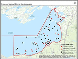 Lake Ontario National Marine Sanctuary Map from H Lee White Maritime Museum near Oswego NY