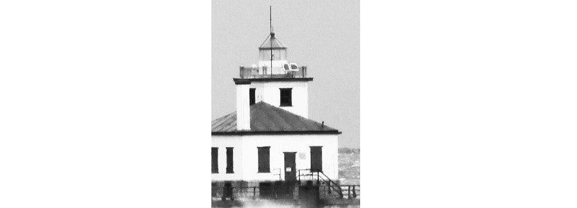 Mike Gilbert Black and White Lighthouse Image Presented by H Lee White Maritime Museum near Oswego NY