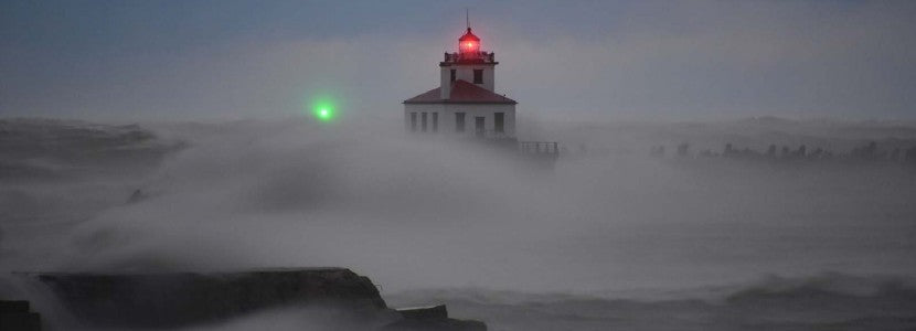  Ray Grella Oustide Storm with Lighthouse presented by H Lee White Maritime Museum near Oswego NY