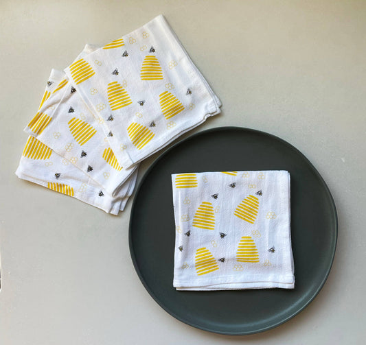 Bee Yellow Cloth Napkins - Set of 4 yellow napkins