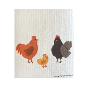 Chickens! ONE each Swedish Dishcloth