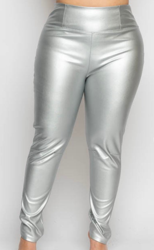 Plus Size Metallic Leggings