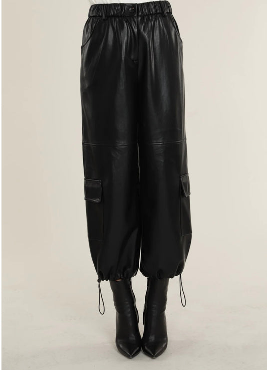 Vegan Leather Cargo Pant