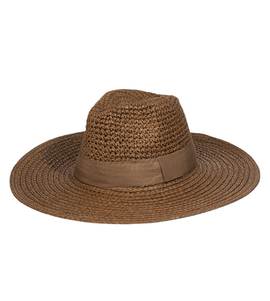 Monochrome Banded Straw Sun Hat