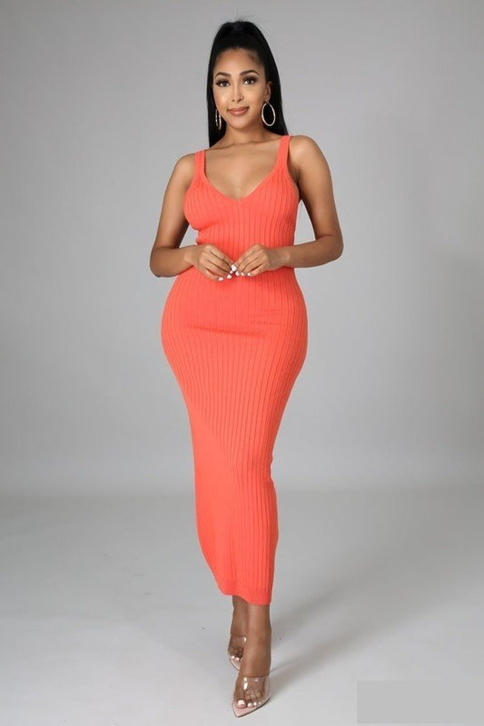 Curve Hugging Ribbed Stretch Dress