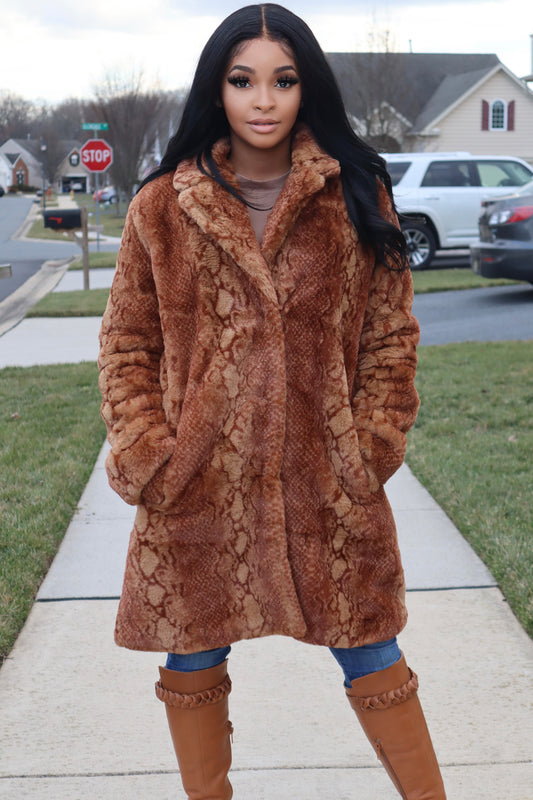 Plush Snake Print Faux Fur